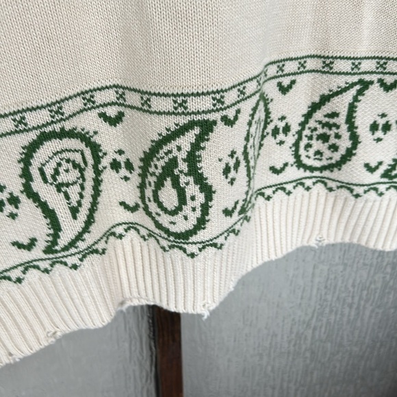 Free People Profound Floral Knit Paisley Distressed Sweater Ivory Size XS Y2K - Picture 5 of 10